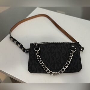 Michael Kors Black and Tan Chain belt bag